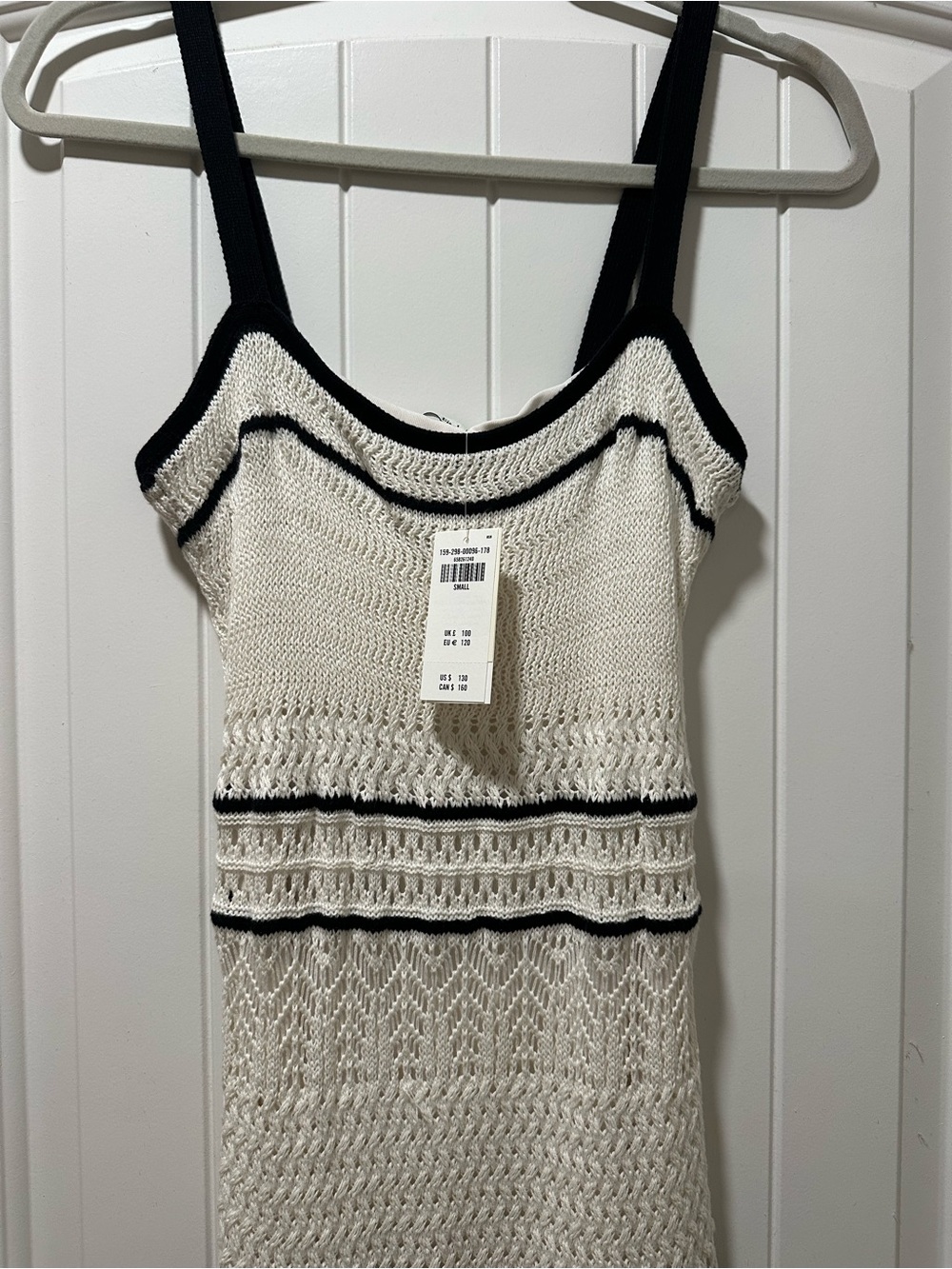 Abercrombie & Fitch Cream Knit Slip Dress with Black Accents
